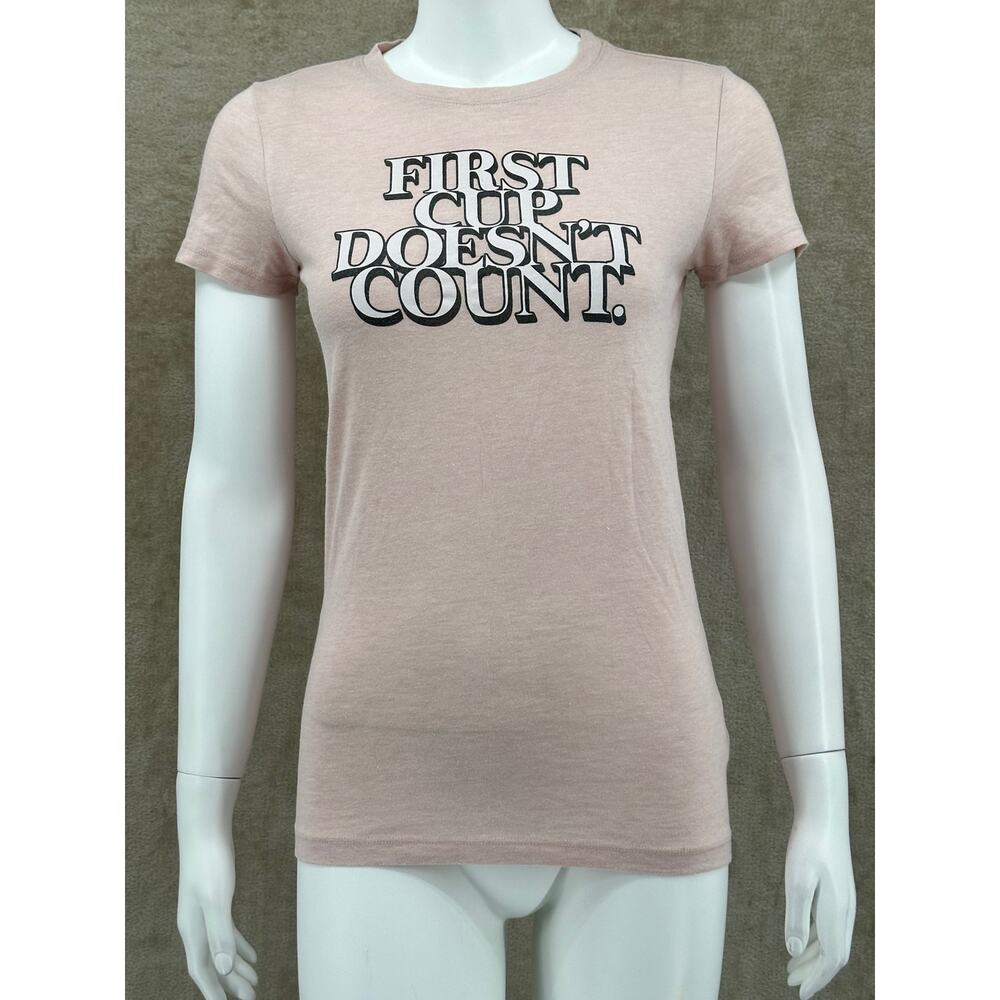 Aeropostale Top Womens‎ Medium Rose Graphic Classic Crew First Cup Doesn't Count